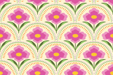  flower pattern seamless, silhouette of hibiscus flowers, hand drawn botanical.