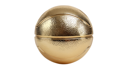 Golden Basketball Trophy: A dazzling golden basketball trophy sits in a studio setting, symbolizing excellence, victory and the pinnacle of sports achievement.
