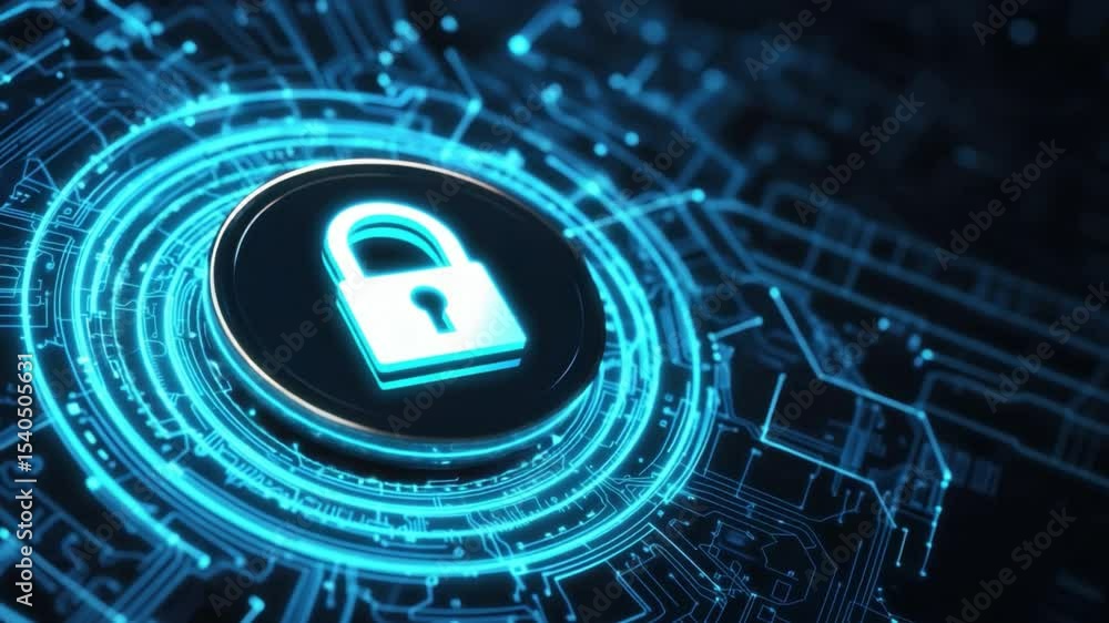 Aufkleber digital lock icon on futuristic circuit background representing cybersecurity and data protection co