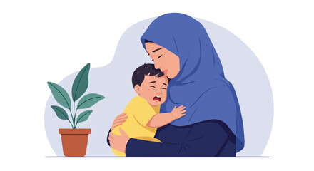 Mother Hugging Crying Child 