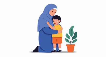 Mother and Child Hugging with Love and Affection