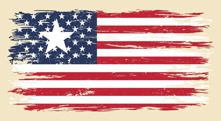 Grunge American Flag Independence Day Vector Illustration