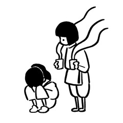 Two characters in silence, one sharing warmth through coffee and presence