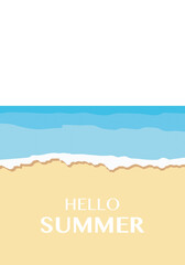 Obraz premium Flat image. Poster with the sea and the beach. Relaxation concept. Perfect for a summer sale post or banner.