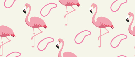 Flat illustration. Summer vacation concept. Used as background mockup for banner design. Horizontal seamless posters, wallpapers.