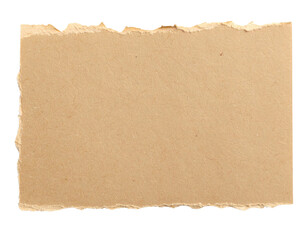 A torn piece of beige paper with rough, uneven edges and a textured surface.