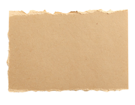 A torn piece of beige paper with rough, uneven edges and a textured surface.