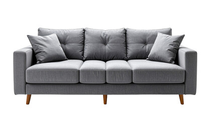 Fototapeta premium Three-seater gray fabric sofa