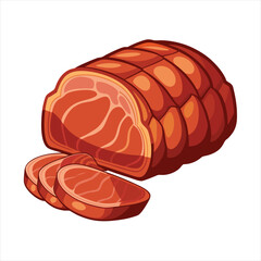 Smoked Roast Beef Ham Cartoon Vector Illustration