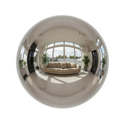 Reflective Sphere Interior Design Mirrored isolated on transparent bacckground