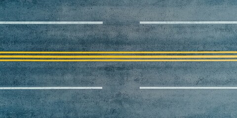 Construction infrastructure highway progress concept. Road surface with yellow and white lane markings.