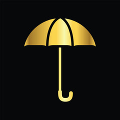gold color umbrella icon , template, flat, design, vector, illustrations, education, style, trendy, collections