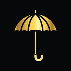 gold color umbrella icon , template, flat, design, vector, illustrations, education, style, trendy, collections