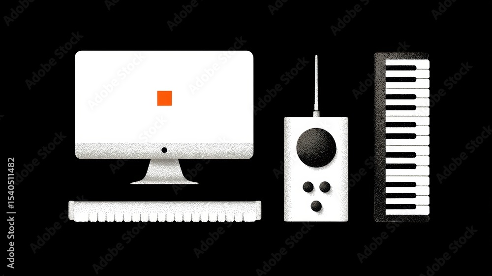Poster essential computer setup, keyboard, mouse, and monitor for enhanced productivity seamless workflow