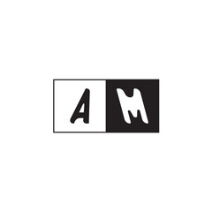 Monogram Logo Design Unique Simple Bold AM Initial Alphabet Vector Alphabet