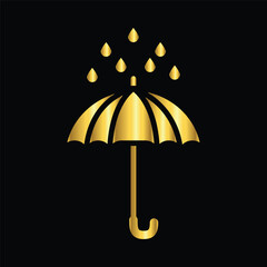 gold color umbrella icon , template, flat, design, vector, illustrations, education, style, trendy, collections