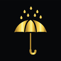 gold color umbrella icon , template, flat, design, vector, illustrations, education, style, trendy, collections