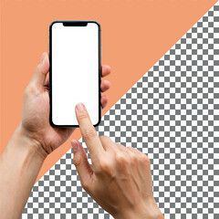 Hand holding a blank screen smartphone for business and communication purposes