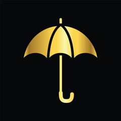 gold color umbrella icon , template, flat, design, vector, illustrations, education, style, trendy, collections
