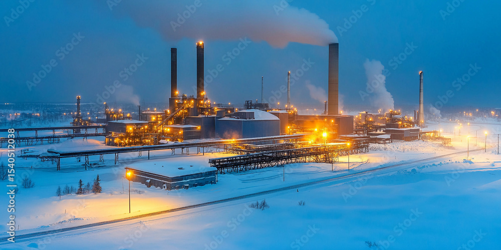 Aufkleber Coal processing facility operating in snowy conditions Generative AI