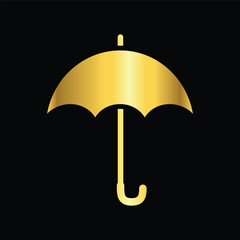 gold color umbrella icon , template, flat, design, vector, illustrations, education, style, trendy, collections