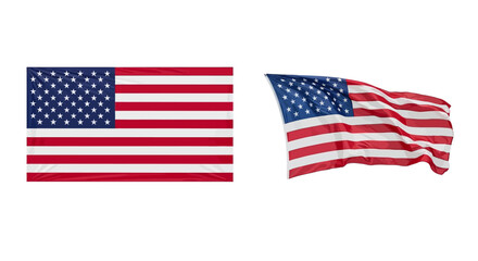 American Flag Illustrations Static and Waving Versions