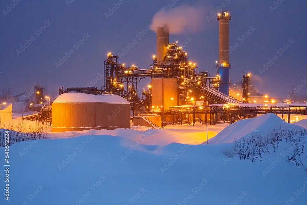 Poster Coal processing facility operating in snowy conditions Generative AI