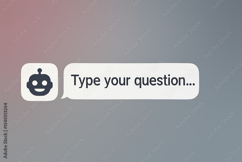 Poster a user-friendly interface with a robot icon prompts a question, offering a gateway to knowledge or a
