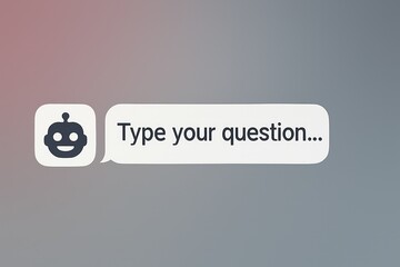 A user-friendly interface with a robot icon prompts a question, offering a gateway to knowledge or assistance, inviting interaction and discovery.