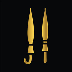 gold color umbrella icon , template, flat, design, vector, illustrations, education, style, trendy, collections