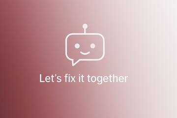 An artistic digital image features a charming robot icon accompanied by a slogan "Let's fix it together". This image showcases an inclusive and cooperative spirit. wallpaper background