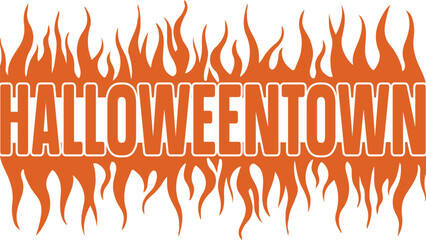 Fiery HalloweenTown Spooky Season Design Element