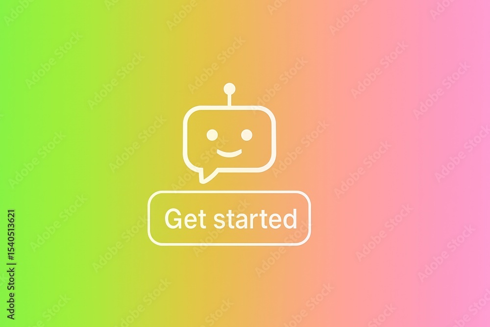 Poster happy robot chatbot icon with 