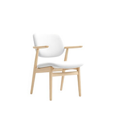 Modern wooden chair with white cushion isolated on transparent background