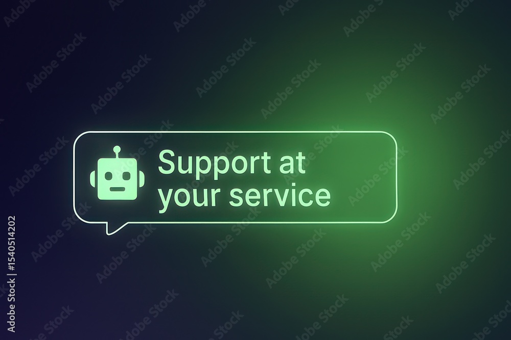 Poster an ai chatbot provides instant support, illuminating a commitment to providing instant, efficient as