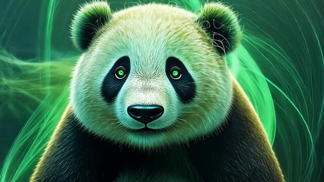 Glowing Panda in Green Light