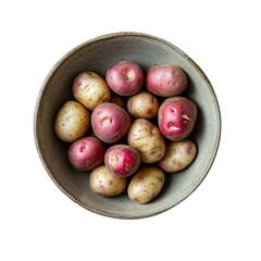 raw potatoes in bowl, [Transparent Background PNG].