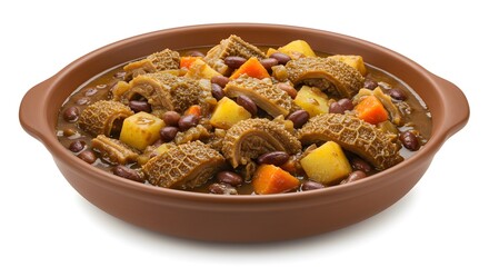 Duck in Tucupi (Pato no Tucupi) Traditional Brazilian Amazonian Dish Isolated on White Background