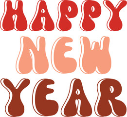 Happy New Year Retro Style Typography Design