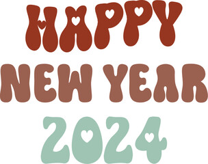 Happy New Year 2024  Retro Design for Festive Celebrations
