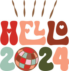 Hello 2024 Retro Style New Year's Design