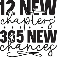 12 New Chapters, 365 New Chances Inspirational Quote Design