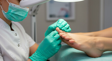 Medical Foot Treatment: Podiatrist Examining Toes