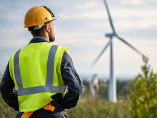 Engineer inspection wind power plants with check performance