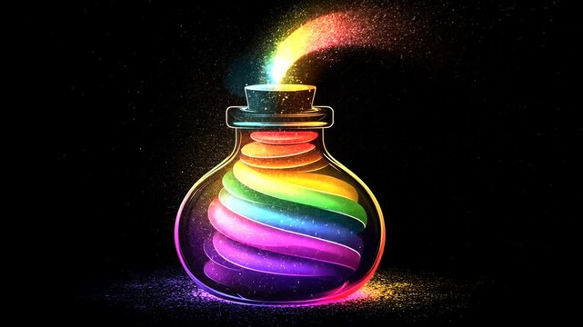 Colorful magic potion bottle