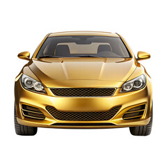 Gold Car Front View &ndash; Luxury Vehicle Head-On Display on Pure White Background

