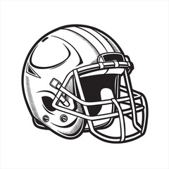 
Black and White American Football Helmet Drawing Vector