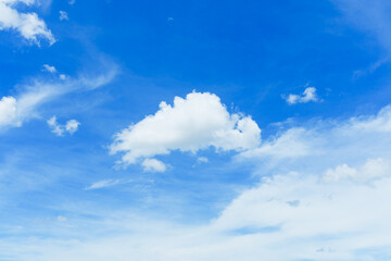 White fluffy clouds in blue sky on sunny day