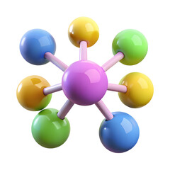 Colorful molecular structure illustration representing chemistry science and abstract concepts on black backdrop