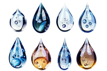 high quality picture of Set of waterdrops on white background